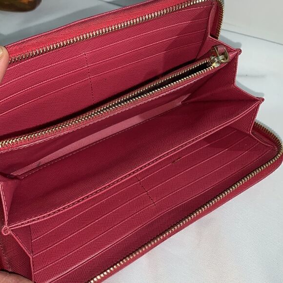 💥AUTHENTIC💥 Prada Saffiano Zip Around Clutch Wallet Pink - Picture 8 of 12